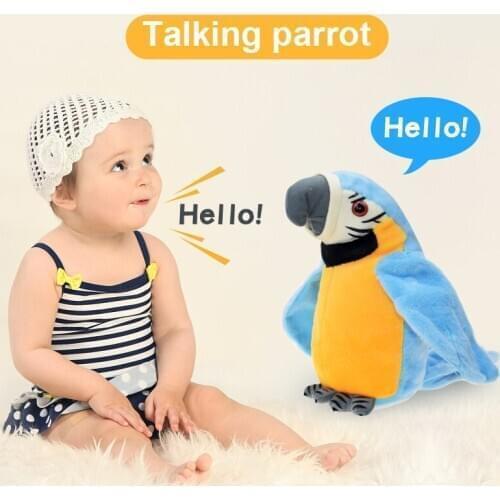 Cute Electric Talking Parrot Plush Toy Speaking Record Repeats Waving Wings Electroni Bird Stuffed Plush Toy As Gift For Kids Bi