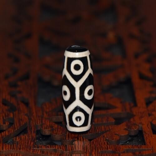 Tibetan Ji Tortoiseshell 9 Eyes Totem Pattern DZI Beads 14mm*39mm Agate Beads Men&Women Jewelry DIY Free Shipping