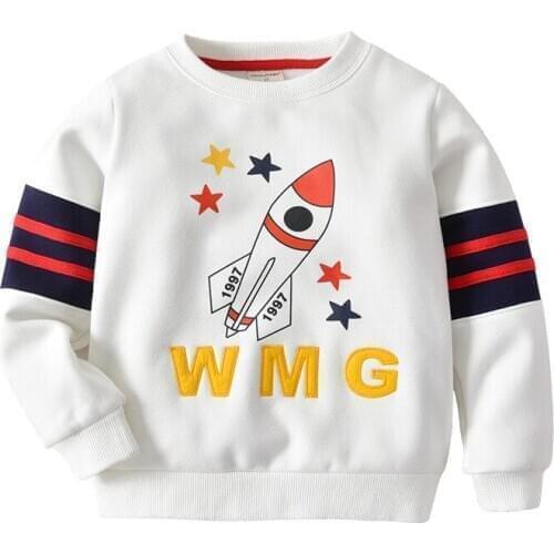 Baby Boys Hoodies Thicken Rocket Print Sweatshirts for Boy Toddler Kids Clothing Autumn Winter Casual Children Boys Pullover New