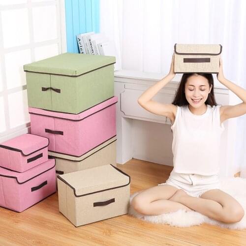 2PCS Non-woven fabric Storage Box With Cap Household 2 Size Clothes Socks Toy Cosmetics Snacks Sundries Oraganier Set WF921