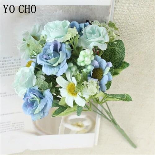 YO CHO Peony DIY Party Decoration Vintage Silk Artificial Flowers Small Rose Wedding Fake Flowers Festival Supplies Home Decor