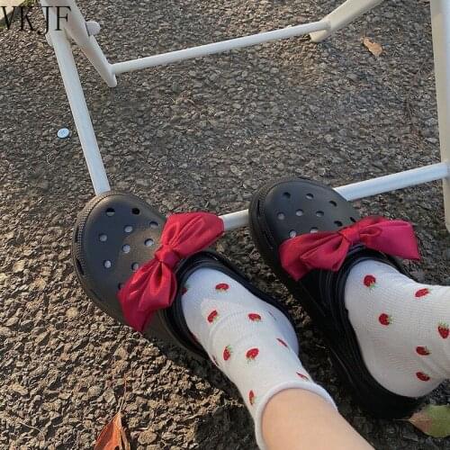 Two-piece Baotou Sandals and Slippers Womens 2021 Summer New Thick-soled Hole Shoes, Womens Bowknot Sponge Cake Beach Slippers