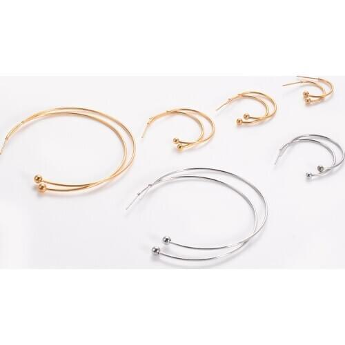 Open Circle Hoops Earrings For Women Stainless Steel 15/20/26/55mm Diamter Female Holiday Jewelry Gifts Dropshipping