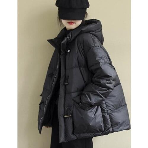 Winter Coat Womens Oversize Cotton Jackets Warm Thick Hooded Fashion Black Autumn Pocket Casual Parkas Cardigan Outerwear Female