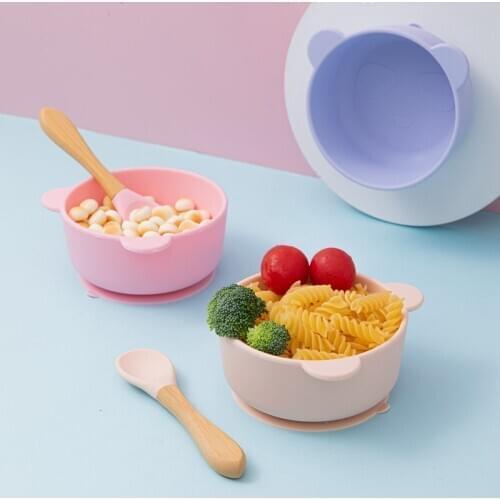 1set Baby Silicone Dishes Dining Bowls Panda Shape Feeding BPA Free Tableware Fruit Plates Children Baby Feeding Dinner Bowl