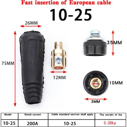 10 25 35 50 70 Copper Quick Connector Welding Cable for MIG MAG Welder