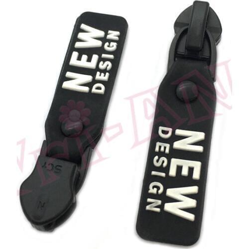 20pcs/lot, 2018 New Design Black-white 5# Nylon Zipper Pulls, Metal Zip Slider