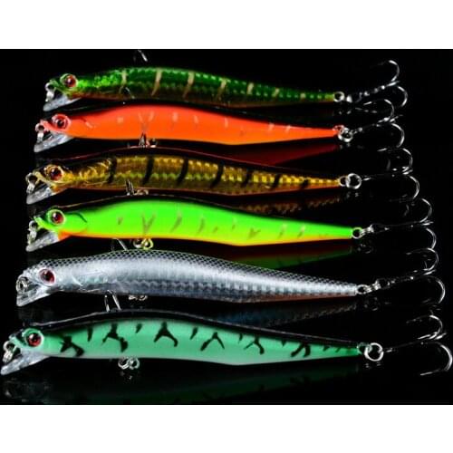 3D Eyes Diving Depth 0.5-1.5M 6Pcs/set 10g/12cm Minnow 6# With Hook Artificial ABS Plastic Hard Bait Wobbler Bionic Bait
