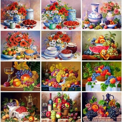 5D Diamond Painting Fruit Full Drill Square Diamond Flower Embroidery Grape Rhinestones Art Handicraft Hobby Gift Wall Decor