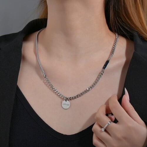 Acheerup Fashion Stainless Steel Necklace For Women Steel Pendant Stitching Chain Necklace Adjustable Jewelry Gift FreeShipping