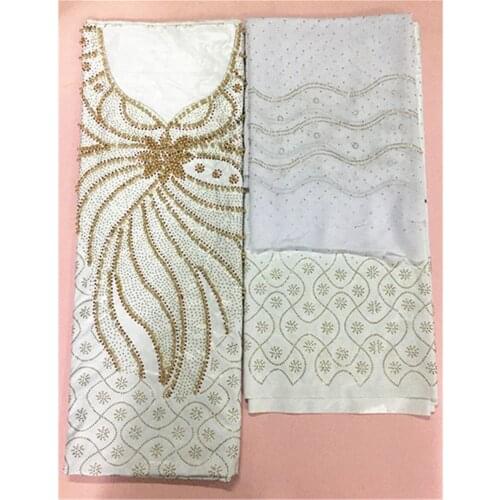 STILL FLY white lace farbic tissu african bazin riche getzern with beads and stones fashion women basin riche getzenr 7yard/lot