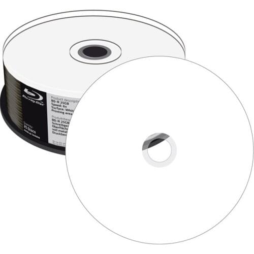 Blu-ray BD-R SL 25GB 6X MediaRange FULLFACE InkJet Printable metallized tarrina 25 pcs