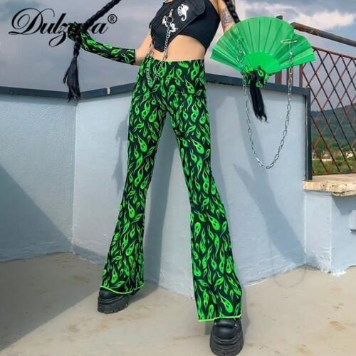 Dulzura 2019 summer women flare pants high waist streetwear trousers gothic plus size woman clothes festival party bell bottoms