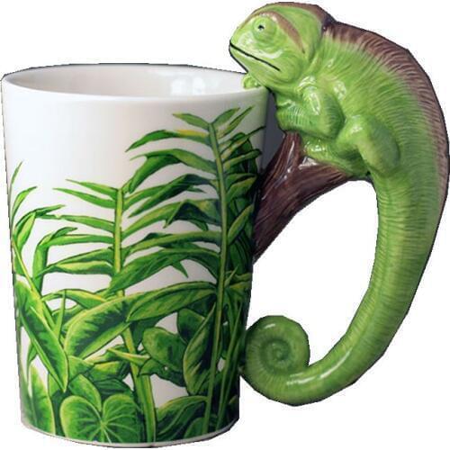 Hand-painte Spain lizard Ceramic Handle Water Cups Milk Coffee Cups Travel Souvenirs Mugs Creative Home Office Drinkware Gift