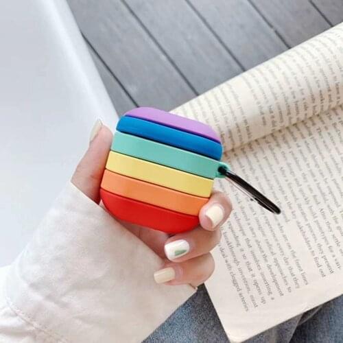 For AirPods 12 Case Fashion Gradient Rainbow Pattern Protection Headphone Case Silicone Cover for Airpod pro Case Fudnas