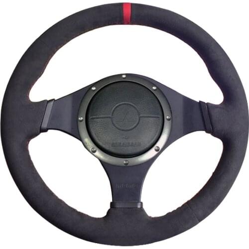 Black Suede Red Marker Hand Sew Steering Wheel Cover for Mitsubishi Lancer Evolution 8 VIII Lancer Evolution 9 IX