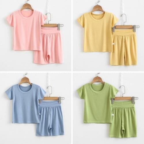 Kids Pajamas Baby Boys And Girls Sleepwear Toddler Pajamas Set Children Short Sleeve Tee+pants Summer Homewear 2ps Set