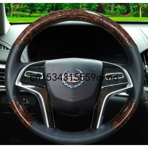 For Cadillac XTS XT4 SRX SLS Hand Stitched Car Steering Wheel Cover Imitation Peach Grain Leather Interior