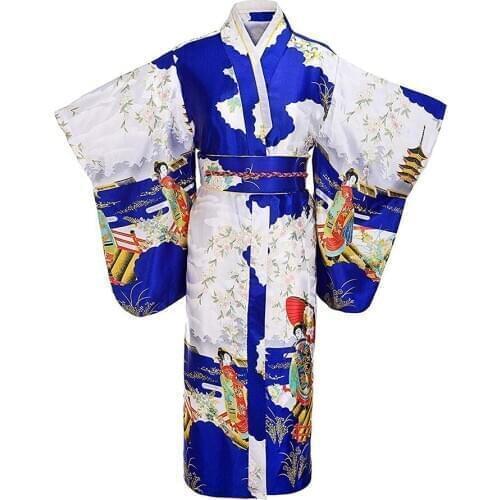Elegant Long Yukata With Obitage Performance Clothing Exquisite Women Japanese Kimono Bathrobe Gown Soft Satin Robe Gown