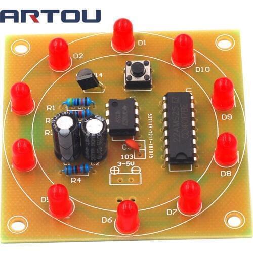 Electronic NE555 CD4017 Wheel Of Fortune DIY Kit Lucky Turntable Welding Training LED Flashing Light Rotary Suite Fun Gift Game