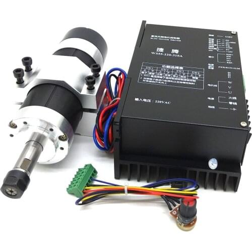ER11 600W Brushless Spindle High-Speed Air-Cooled Spindle Kit One-Piece Shaft Can Be Used By Plugging In 220V