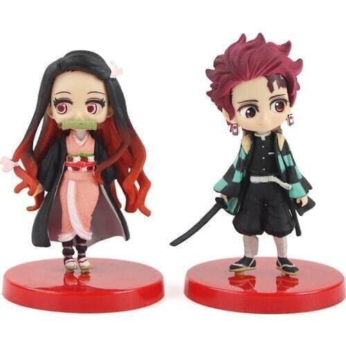 2pcs/set Anime Demon Slayer Kimetsu no Yaiba Figure Kamado Tanjirou Kamado Nezuko Figure toy