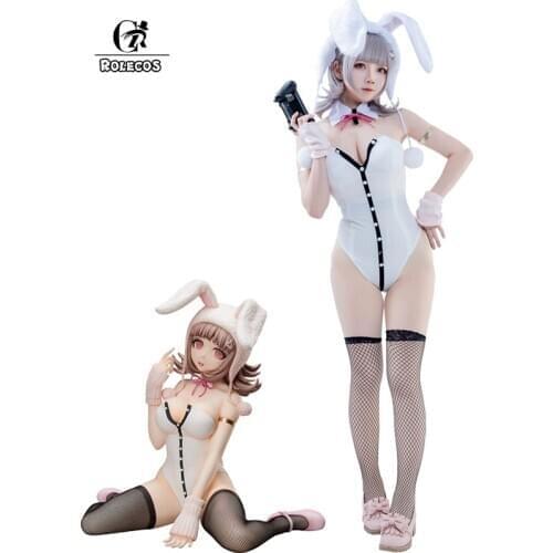 ROLECOS Super DanganRonpa 2 Cosplay Costume Nanami ChiaKi Bunny Girl Cosplay Jumpsuit Women Sexy Bodysuit Halloween Party Romper
