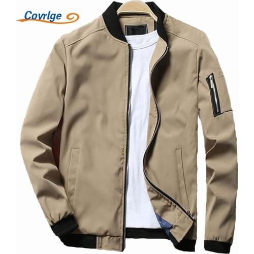Covrlge Spring New Mens Bomber Zipper Jacket Male Casual Streetwear Hip Hop Slim Fit Pilot Coat Men Clothing Plus 4XL MWJ146