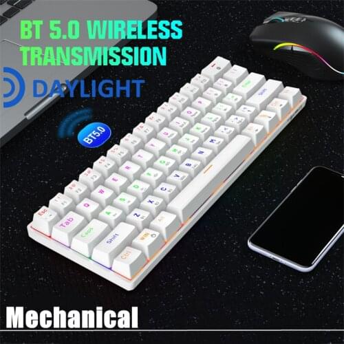 DLS L800 Mechanical Keyboard 2.4G USB Three-mode RGB Lights BT 5.0 Wireless Gaming Keyboard Blue Axis 61 keys For Laptop PC