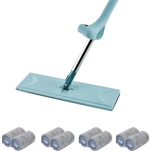 Mop And Matching Cloth Set. Microfibre Flat Mop With Stainless Steel Handle,suitable For All Floor Types