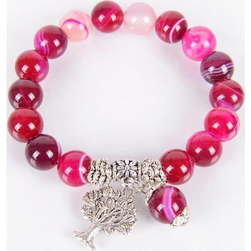 Chakra Natural Stone Red Vein Agates Onyx stone Bracelets Tree of Life Bracelet Beads Reiki Healing Meditation Energy Bangles
