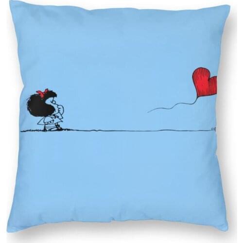 Mafalda Balloon Heart Cushion Cover 45x45cm Home Decorative Print Cartoon Quino Comics Throw Pillow for Car Two Side