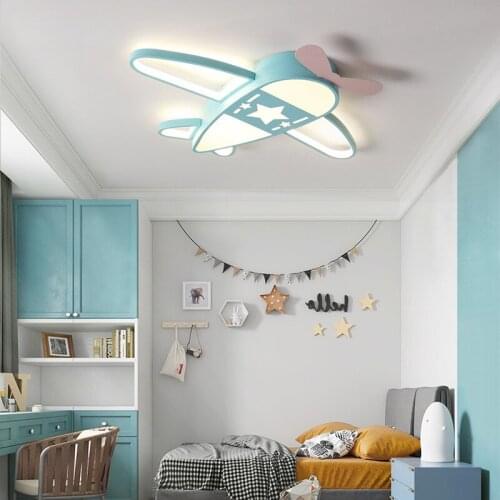 Nordic childrens room LED ceiling lamp post-modern girl warm bedroom lamp creative personality cartoon boy airplane
