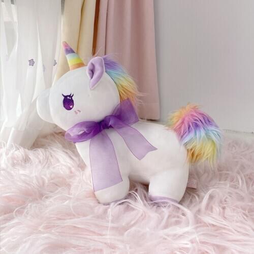 New Cute Angel Unicorn Plush Toy Stuffed Romantic Purple Unicorn Plush Doll Kawaii Pillow for Kids Children Toy Girl Sweet Gift