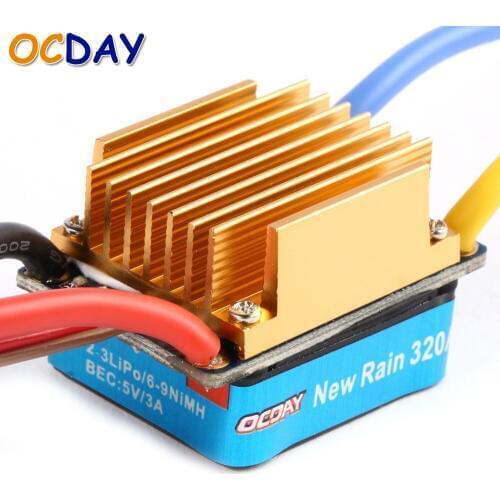 OCDAY 5-13V 320A Waterproof 3S 60A Brushed Motor ESC Electronic Speed Controller For 1/10 RC Car