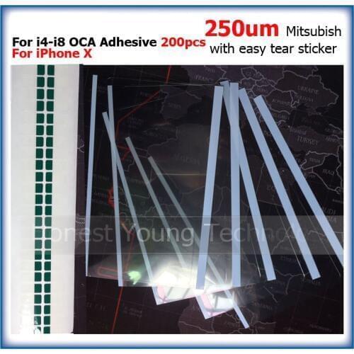 200pcs Mit 250um OCA Optical Clear Adhesive Glue Film for iPhone XS XR MAX 6 6S 7 8 X plus OCA Glue 4s 5 with easy tear stick