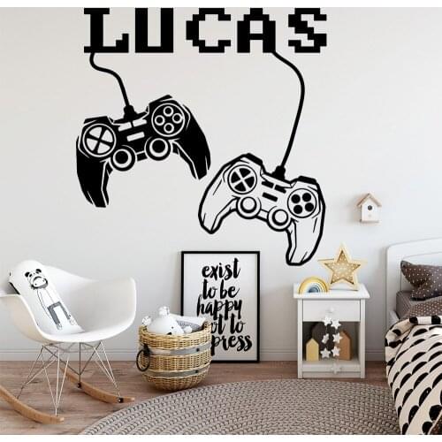 Personalized Name Decal Joystick Decal Gamer Sticker Teen Boy Room Decor Playroom Decal Video Game Decal Custom Name B386