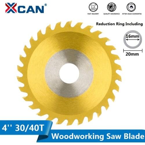 XCAN Saw Blade 4inch 30/40T Carbide Tipped Wood Cutting Disc Titanium Coated TCT Circular Saw Blade for Wood Cutting