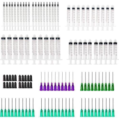 Plastic Syringe 1ml 3ml 5ml 10ml For Lab and Industrial Dispensing Adhesives Glue Soldering Paste,with1inch Blunt Tip Needles