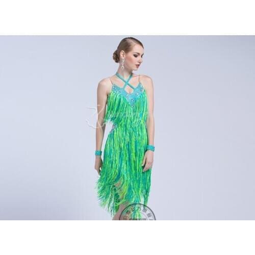 Girls latin ballroom dress latin dance dress fringe tassel latin dance dress for women
