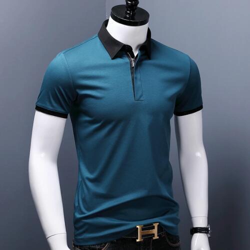 Men Polo Smart Casual Men Short Sleeve Polo Shirt Contrast Color Polo Summer New Cotton Clothing Plus Size Men Tops