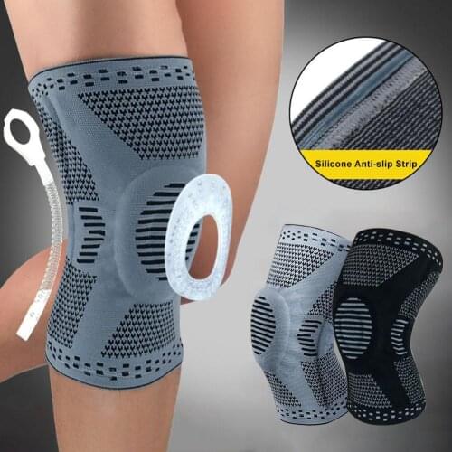 Silicone Spring Kneepad Meniscus Leg Cover Knee Brace With Side Stabilizers Patella Gel Pads Sports Fitness Kneepad Unisex
