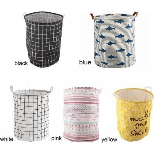 Foldable Laundry Hamper Storage Basket Canvas Bule /Pink/White/ Yellow/ Black With Handle Large Capacity Waterproof Organizer