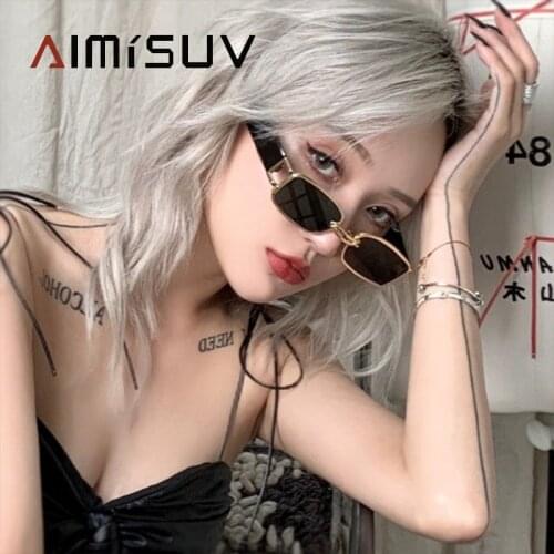 AIMISUV Vintage Luxury Brand Design Womens Sunglasses Steampunk Rectangle Gothic Sun Glasses Men Fashion 2021 oculos masculino