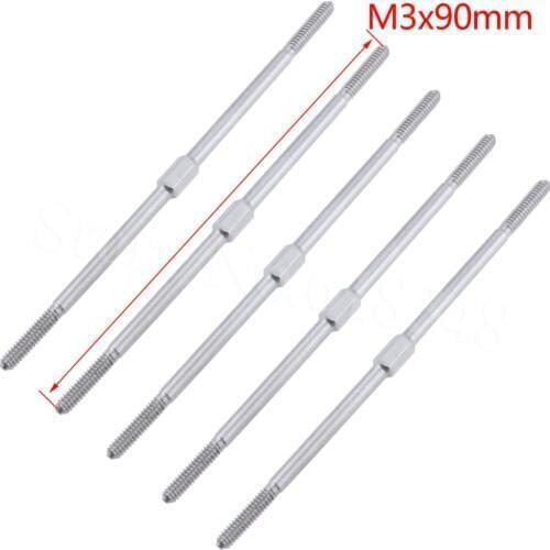 5pcs M3 X 3.5" (90mm) Steel Push Rod Hex Thread CW / CCW RC Airplane Replacement Part
