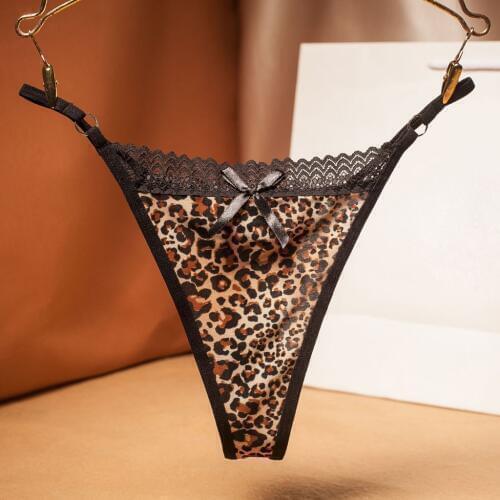 Mesh Sheer Underwear Women Leopard Lace Panties Lingerie Women Thongs Panties Breathable Sexy Briefs Women Sous Vetement Femme