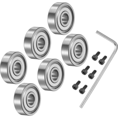 Uxcell 6Pcs Bearing Accessory Kit 3/16" I.D. 5/8" OD Top Mounted Bearings for Router Bit (#5-40 x 1/4" Screws)