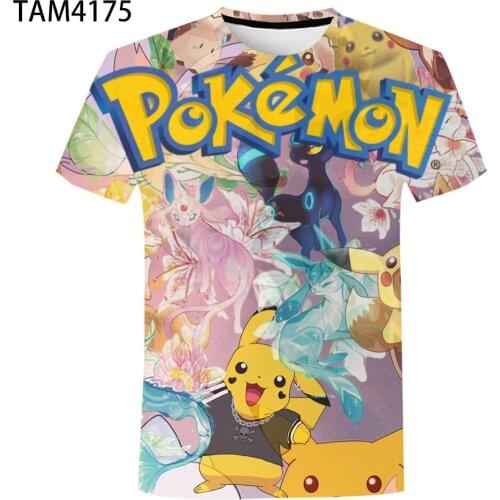 Warzone Japan Classic Anime Picchu 3D Print T-Shirt Mens Womens Summer Round Neck Short Sleeve Oversized Top