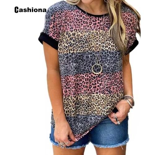 Cashiona Plus Size 5xl Women T-shirt Casual Leisure Top Streetwear Leopard Print Tshirt Fashion 2021 Summer Tee Shirt Pullovers