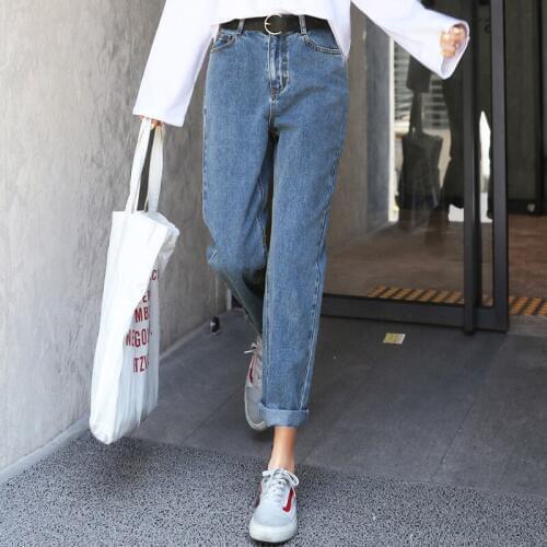 Women summer jeans Summer 2019 style plus-size leisure jeans loose straight Full length Thin section Show thin jeans